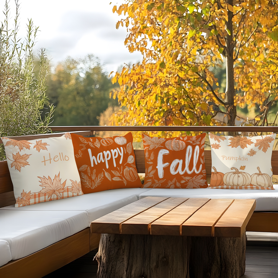 Thanksgiving Maple Leaf Pumpkin Cushion Cover - Image 3