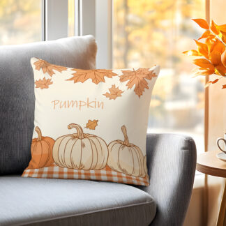 Thanksgiving Maple Leaf Pumpkin Cushion Cover