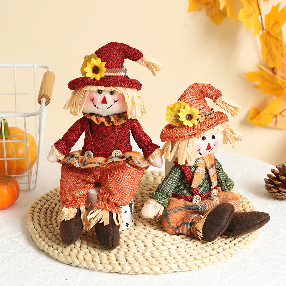 Autumn Harvest Gnome Dolls – Fall Plush Scarecrow Decorations - Image 4