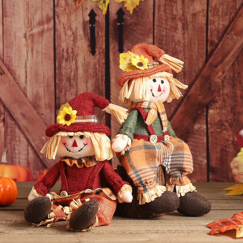 Autumn Harvest Gnome Dolls – Fall Plush Scarecrow Decorations - Image 2