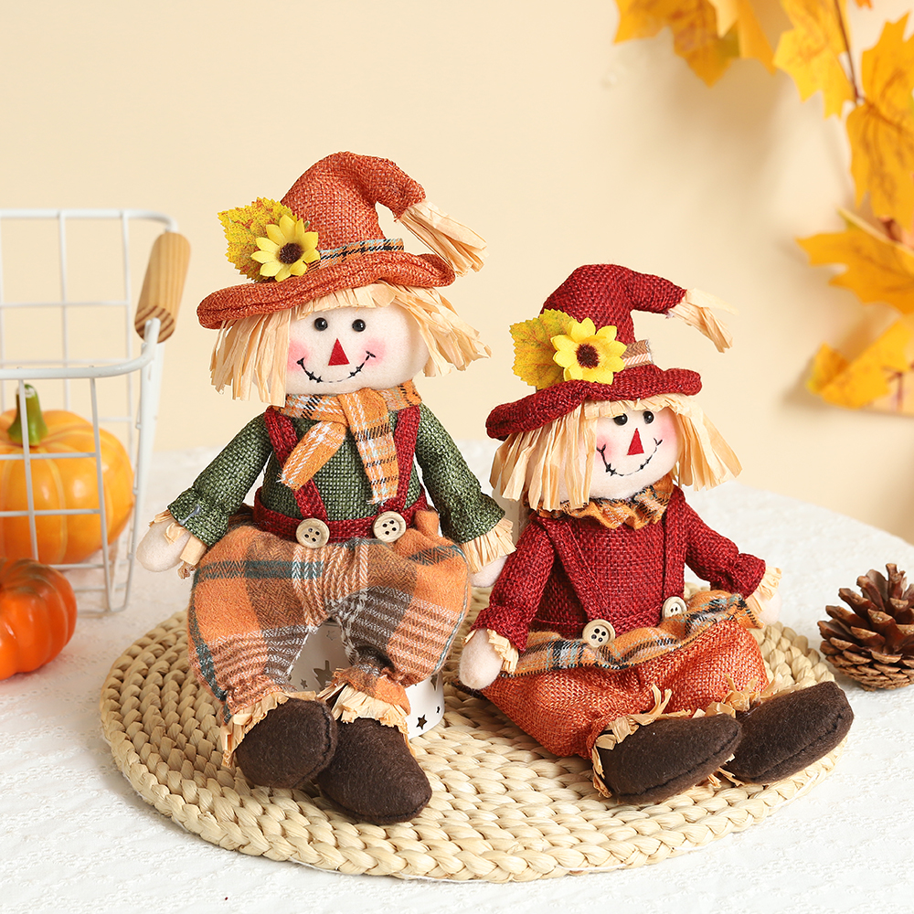 Autumn Harvest Gnome Dolls – Fall Plush Scarecrow Decorations - Image 3