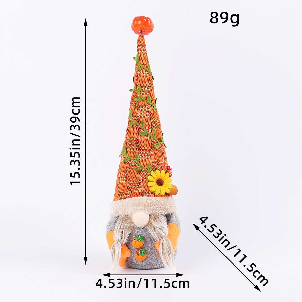 Festive Pumpkin Gnome Plush – Cozy Autumn Sunflower Decoration - Image 6