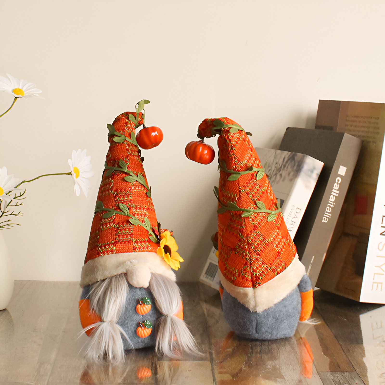 Festive Pumpkin Gnome Plush – Cozy Autumn Sunflower Decoration - Image 3