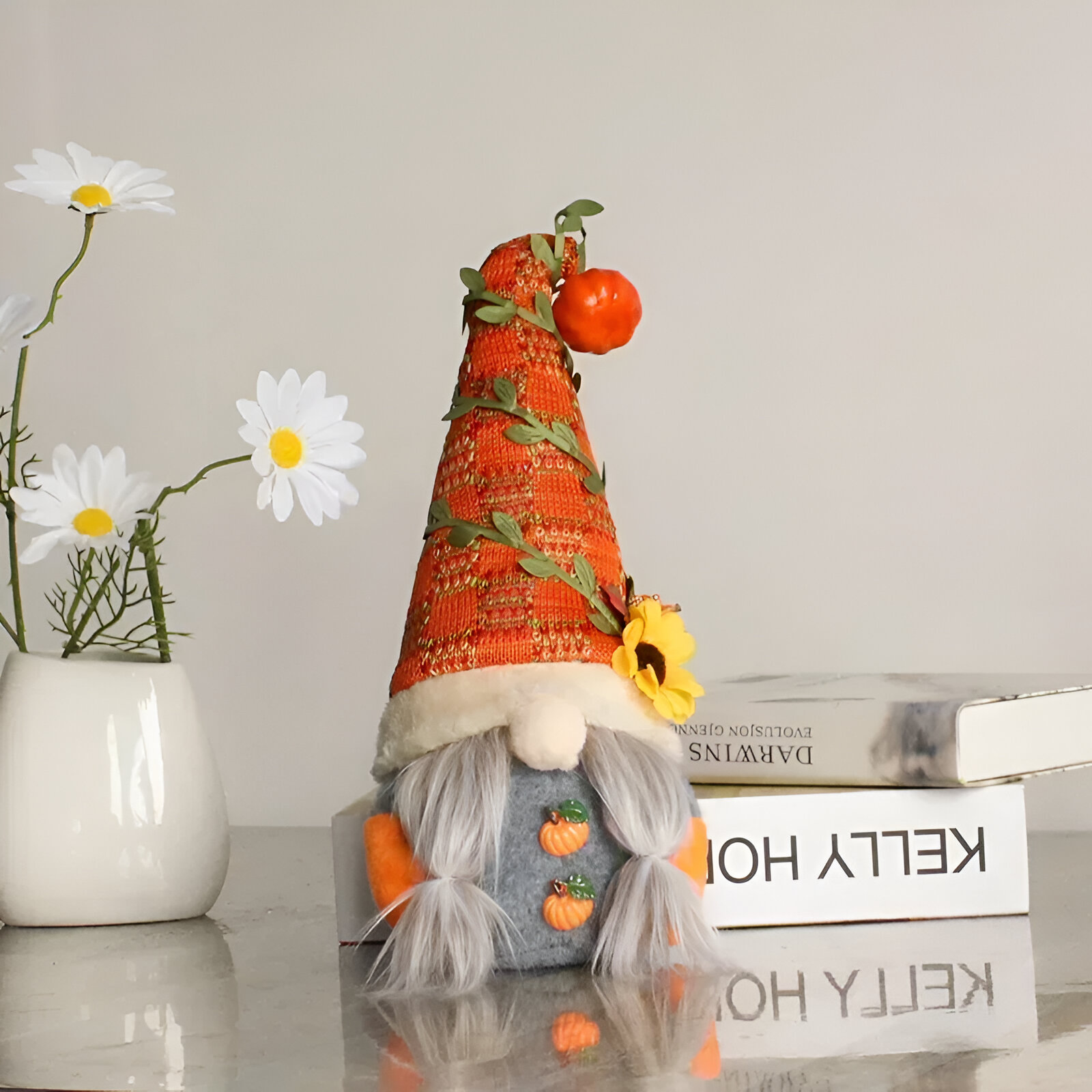 Festive Pumpkin Gnome Plush – Cozy Autumn Sunflower Decoration - Image 5