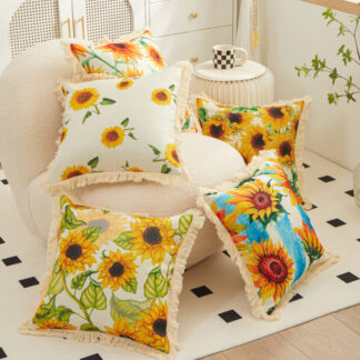 Nordic Sunflower Cotton Linen Pillowcase - Stylish Home Decor