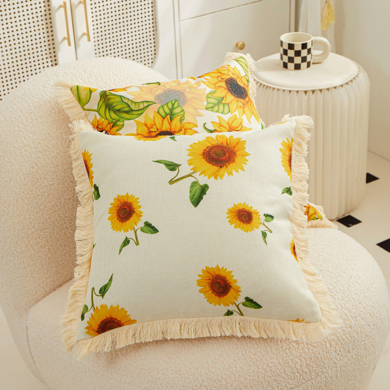 Nordic Sunflower Cotton Linen Pillowcase - Stylish Home Decor - Image 2