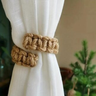 Boho Handwoven Linen Curtain Tiebacks – Set of 2 Adjustable Hemp Rope Holdbacks