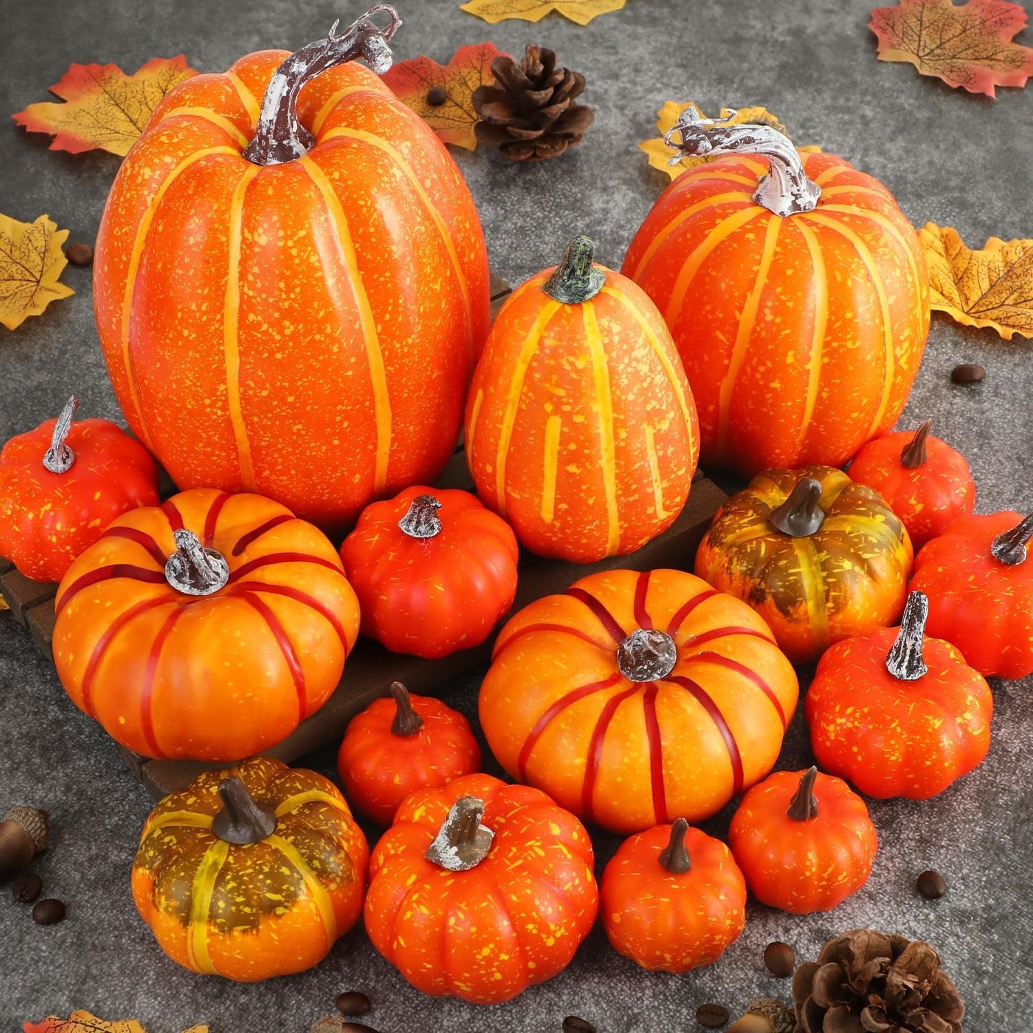 Artificial Pumpkin Set – Autumn Harvest & Thanksgiving Table Decor - Image 3