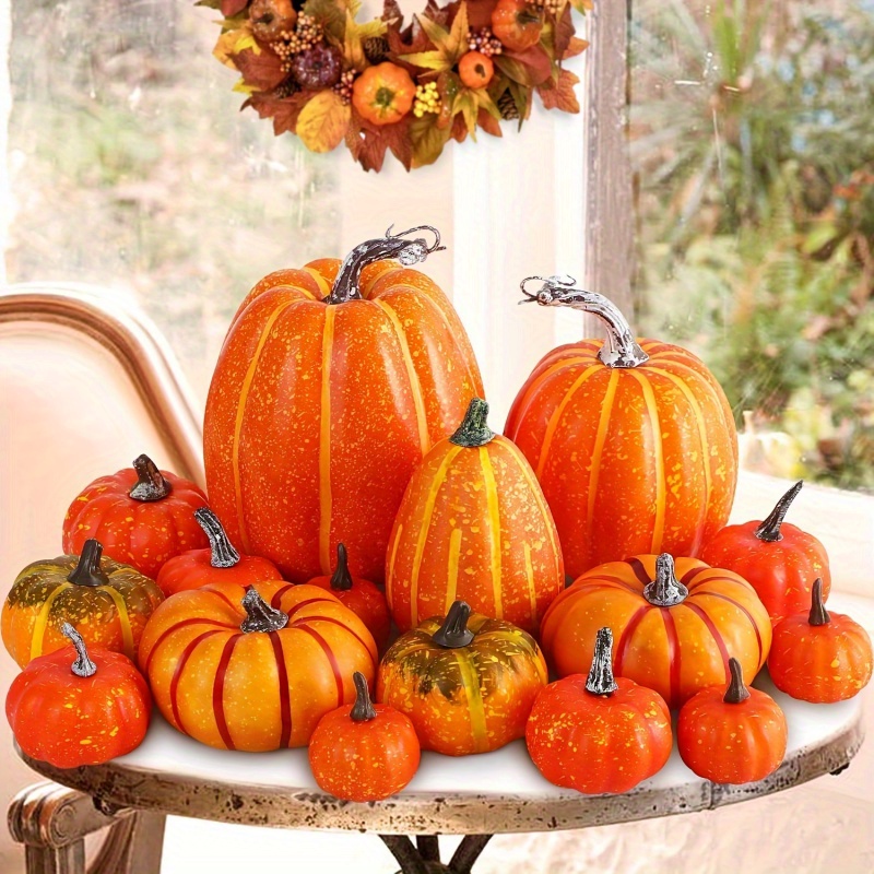 Artificial Pumpkin Set – Autumn Harvest & Thanksgiving Table Decor - Image 2