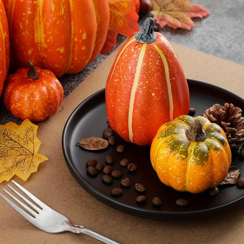 Artificial Pumpkin Set – Autumn Harvest & Thanksgiving Table Decor - Image 5