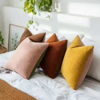 Two-Tone Velvet Pillow Cover 18x18in Reversible Cozy Decorative Cushion