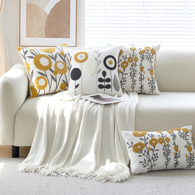 Embroidery Simple Pillowcase - Elegant Home Decor Cushion Cover - Image 2