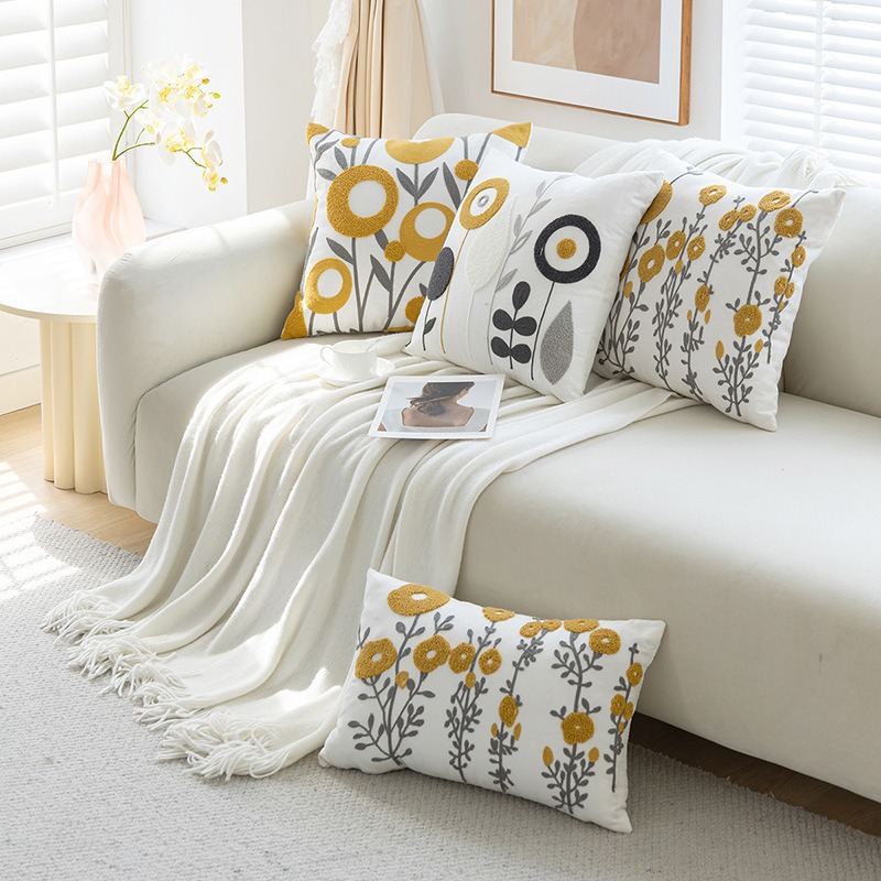 Embroidery Simple Pillowcase - Elegant Home Decor Cushion Cover