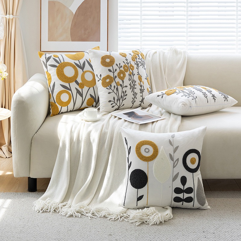 Embroidery Simple Pillowcase - Elegant Home Decor Cushion Cover - Image 3